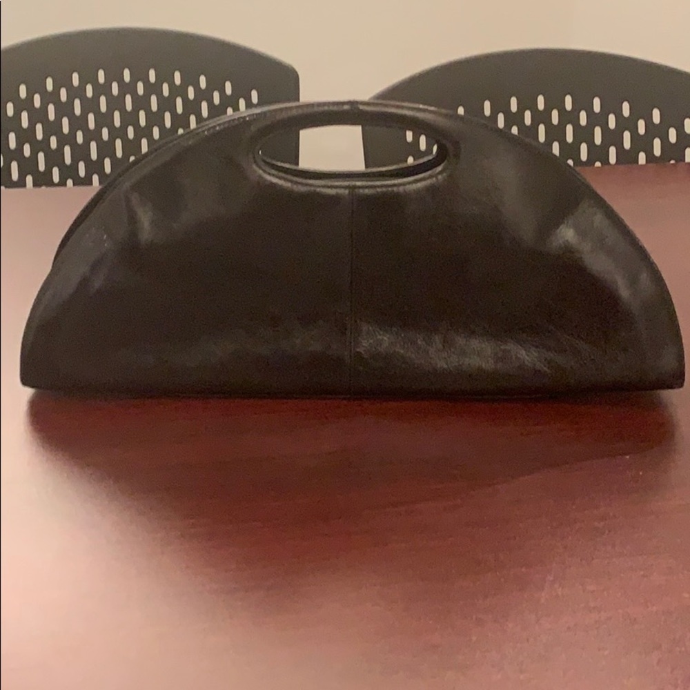 Hobo black handbag half moon shape